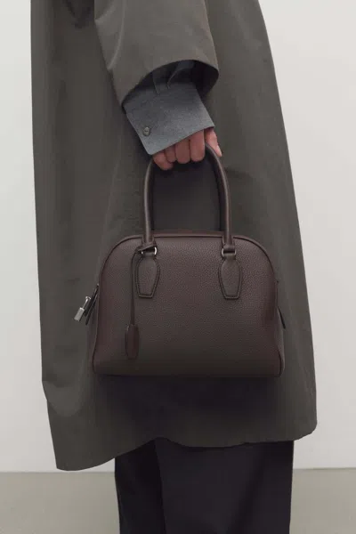 The Row India 10.0 Top-handle Bag In Calfskin Leather In Brown