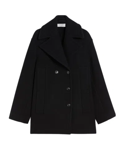 Sportmax Double-breasted Coat Front Pockets In Black