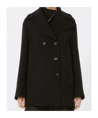 Sportmax Double-breasted Coat Front Pockets In Black