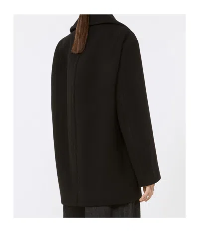 Sportmax Double-breasted Coat Front Pockets In Black
