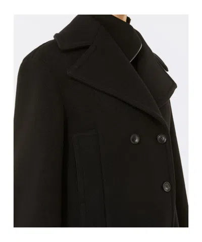 Sportmax Double-breasted Coat Front Pockets In Black