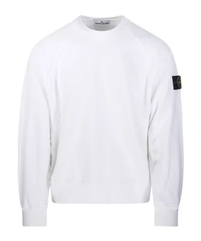 Stone Island Raglan-sleeve Patch Sweatshirt In White