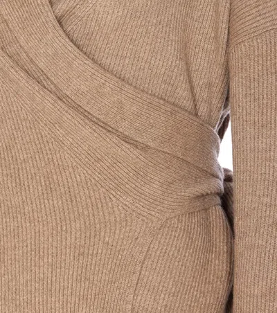 Uma Wang Wrap Cardigan With Belted Waist And Bow In Brown