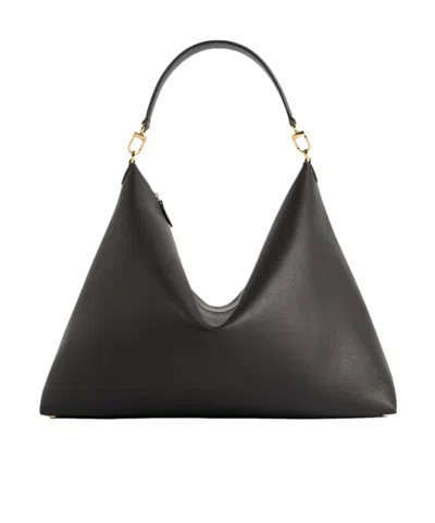 Totême Bevel Slouchy Grain Leather Tote Bag In Black