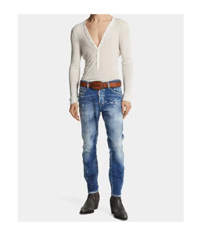 Magliano X Dsquared2 Joint Series Ink-splashed Design Jeans In Blue