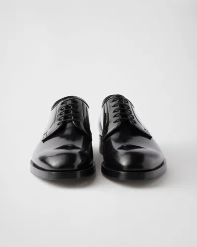 Prada Lace-up Leather Derbies In Black
