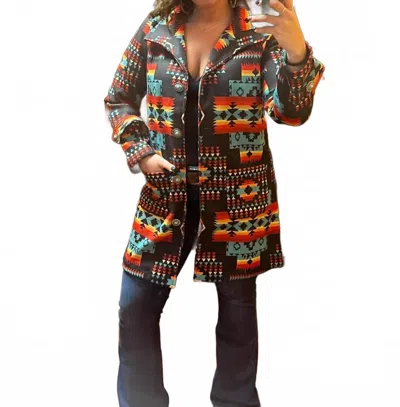 Fashion Express Aztec Wool Blend Jacket In Bright & Black In Multi