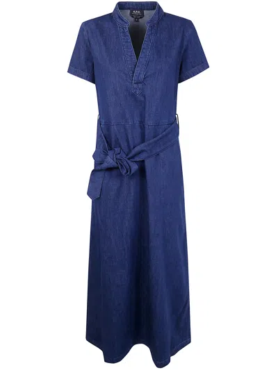 Apc A.p.c. "annelie" Dress In Blue