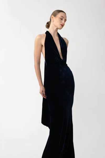 Sau Lee Pearl Velvet Gown In Black
