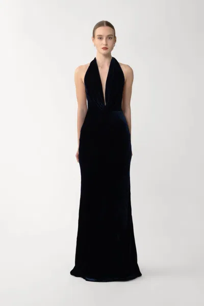 Sau Lee Pearl Velvet Gown In Black