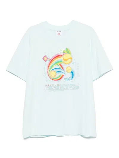 Casablanca T-shirt In Cotone Azzurro Pastello Uomo In Blue