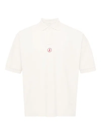 Jw Anderson Men Short-sleeve Polo Shirt With Logo In White