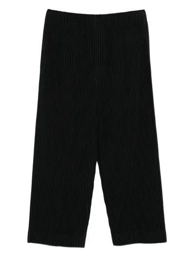 Issey Miyake Straight-leg Trousers With Pleated Texture And Elasticated Waistband In Black