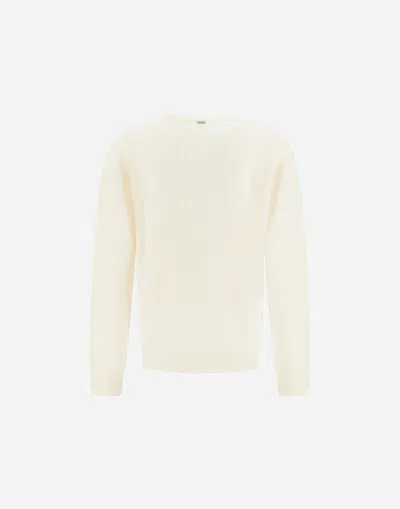 Herno Sweater In Ribbed Wool Cashmere In Neutral