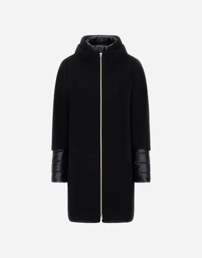 Herno Virgin Wool Coat With High Neck In Black