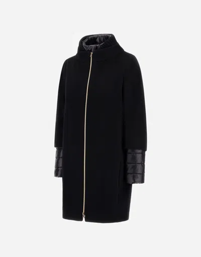 Herno Virgin Wool Coat With High Neck In Black