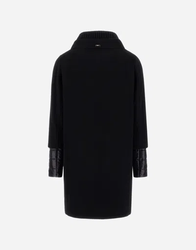 Herno Virgin Wool Coat With High Neck In Black