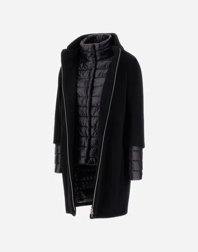 Herno Virgin Wool Coat With High Neck In Black