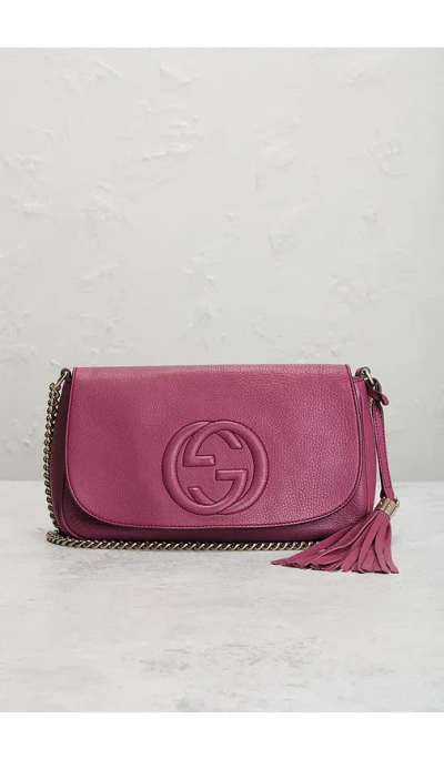 Fwrd Renew Gucci Soho Flap Crossbody Bag In Pink