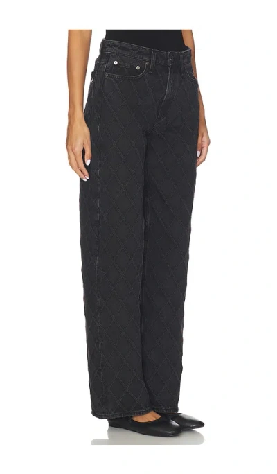Rag & Bone Logan Diamond Texture Mid Rise Wide Leg Jeans In Black