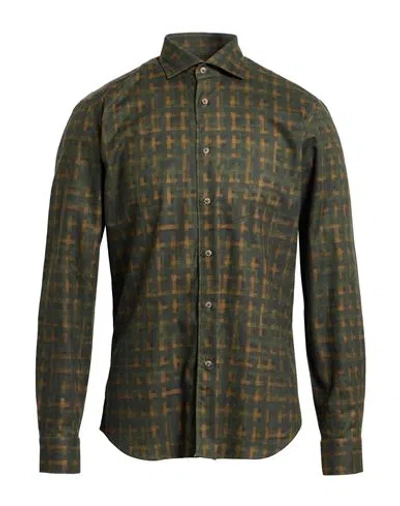 Brancaccio Man Shirt Military Green Size 15 ½ Cotton In Green