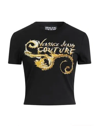 Versace Jeans Couture Black & Gold Chromo Couture Logo T-shirt In Black