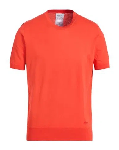 Brioni Man Sweater Tomato Red Size 46 Cotton In Red