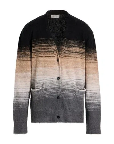 Laneus Man Cardigan Black Size 40 Polyamide, Mohair Wool, Polyester In Brown