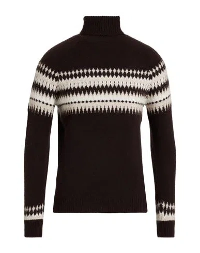 Eleventy Man Turtleneck Chocolate Brown Size M Cashmere, Silk, Polyester In Brown
