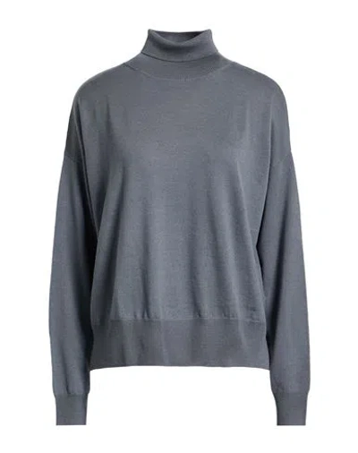 Aragona Woman Turtleneck Lead Size 10 Merino Wool In Gray