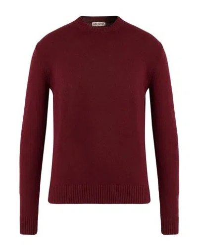 Mc George Man Sweater Burgundy Size 42 Geelong Wool In Burgundy