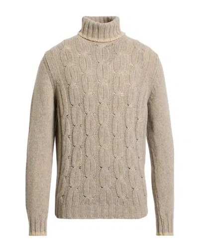 Fedeli Man Turtleneck Beige Size 40 Alpaca Wool, Virgin Wool In Gray