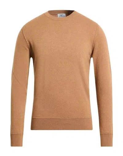 Mqj Man Sweater Camel Size 40 Polyamide, Wool, Viscose, Cashmere In Brown