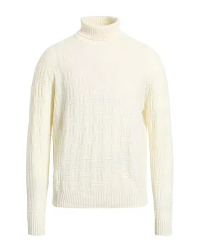 Drumohr Man Turtleneck Cream Size 46 Super 140s Wool In Brown