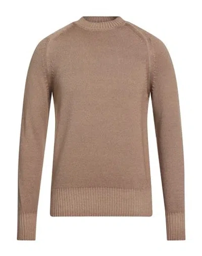 Masq Man Sweater Camel Size 36 Merino Wool In Brown