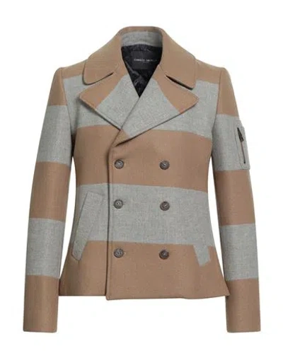 Frankie Morello Man Coat Camel Size 38 Virgin Wool, Polyester, Acetate, Cupro In Multi