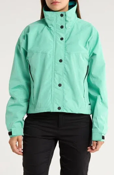 Noize Skye Stand Collar Drawcord Rain Jacket In Green