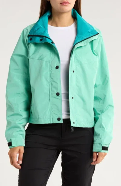 Noize Skye Stand Collar Drawcord Rain Jacket In Green