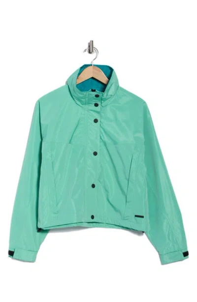 Noize Skye Stand Collar Drawcord Rain Jacket In Green