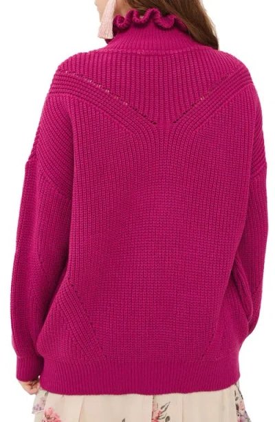 Topshop Frill Neck Sweater In Pink