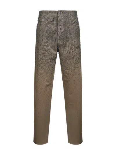 Golden Goose Green Denim Gradient-effect Swarovski Crystal Jeans In Brown