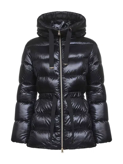 Herno Ultralight Nylon Down Jacket With Drawstring Waist In Black