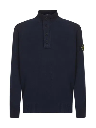 Stone Island Premium Wool Blend Sweater In Blue