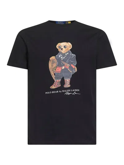Polo Ralph Lauren Mens Fa25 Black Holiday Bear Bear-print Short-sleeve Cotton T-shirt In Multi