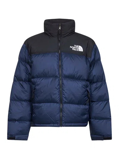 The North Face Padded High-collar Down Jacket With Detachable Hood In Blue
