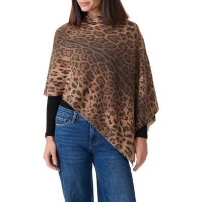 Sofia Cashmere Cashmere & Wool Blend Poncho In Brown
