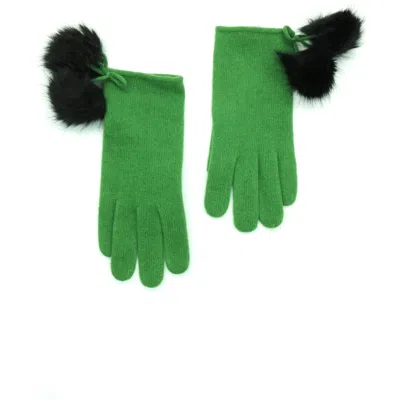 Portolano Pompom Wool Blend Gloves In Green