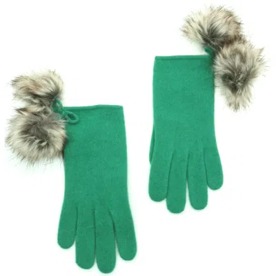 Portolano Pompom Wool Blend Gloves In Green