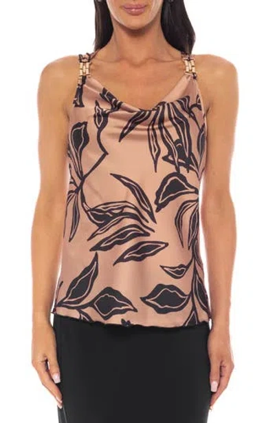 Tash And Sophie Hardware Shoulder Satin Top In Multi