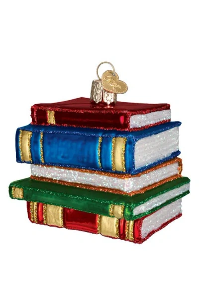 Old World Christmas Stack Of Books Glass Ornament In Multi